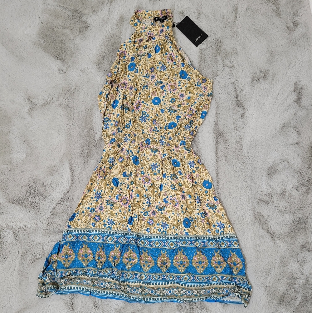 Nwt Halter Boho Floral Dress